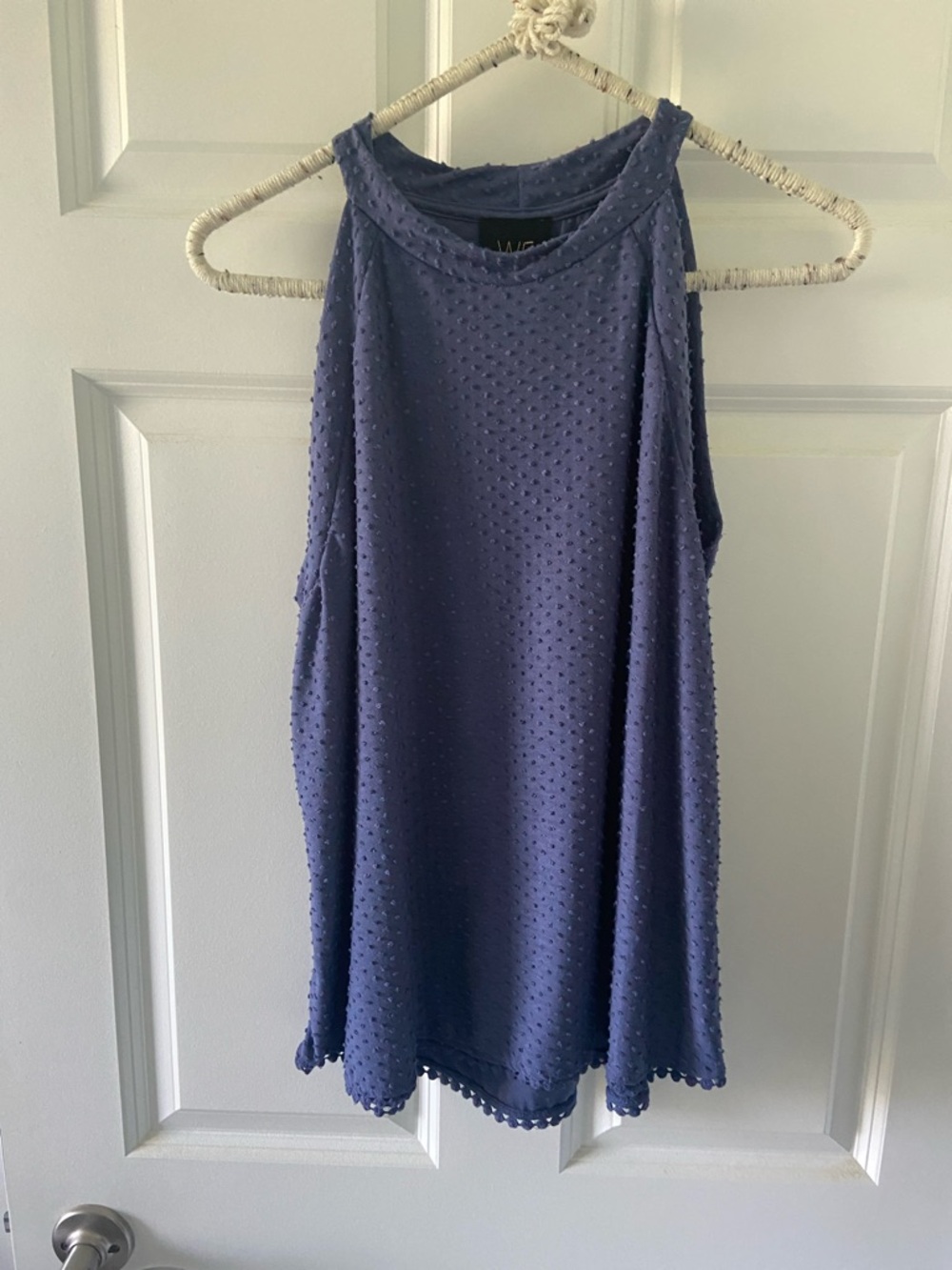 W5 Navy Textured Dot Sleeveless Top